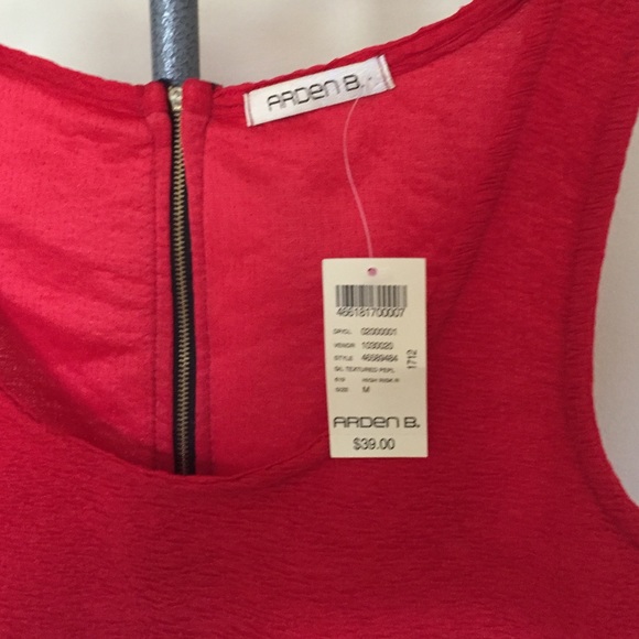 Red peplum top with exposed black zipper - Picture 2 of 4