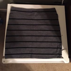 Grey and black striped skirt