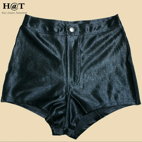 Black high waisted disco shorts