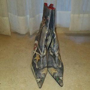 Brand new classic CASADEI denim print bootie