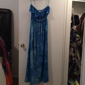 Blue Watercolor Maxi Dress