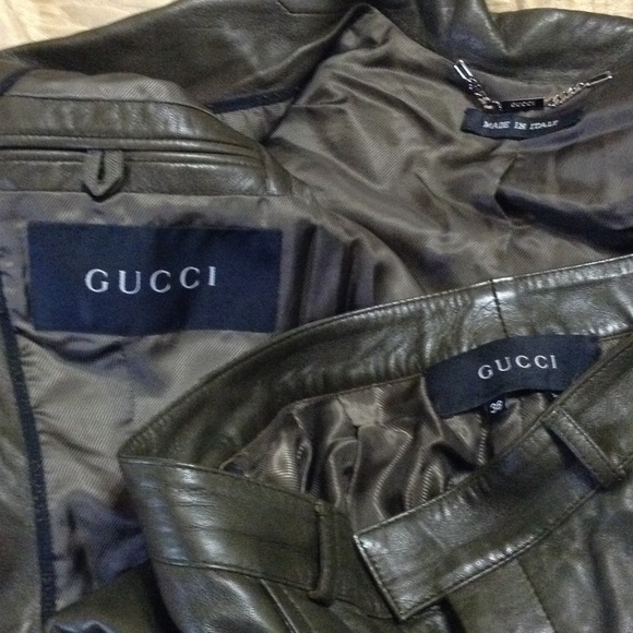 Auth GUCCI leather suit pants & blazer $3800 italy - Picture 3 of 4