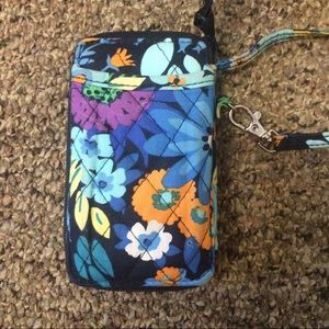 Vera Bradley Blue Floral Carry-All Wristlet