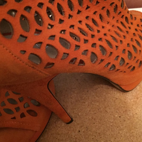 Orange suede sandal.sold