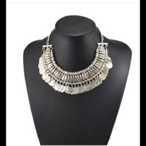 Silver Plated Coins Choker Necklace