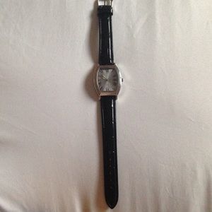 Black leather watch