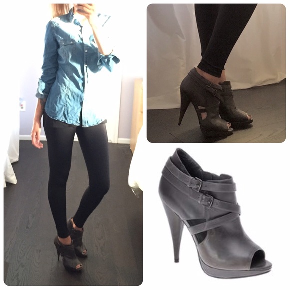 Grey Peep Toe Ankle Bootie