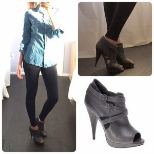 Grey Peep Toe Ankle Bootie