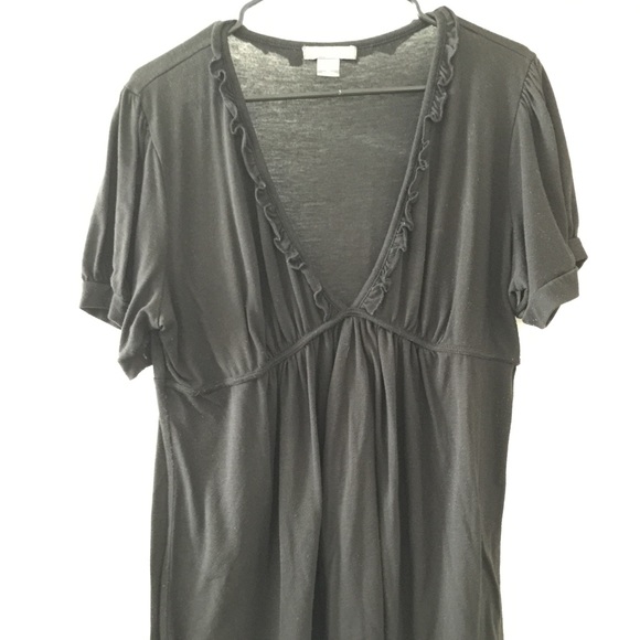 Black cotton top with ruffled edging