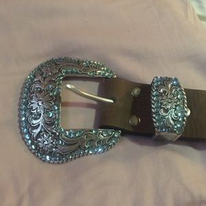 Nocona® Belt w/ blue Rhinestones