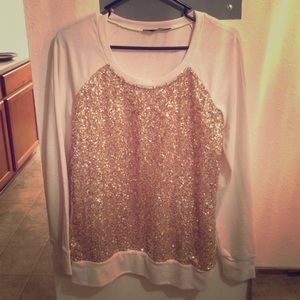Women's long sleeve sparkly gold top