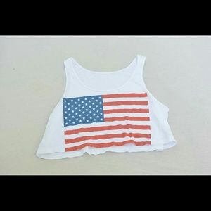 American Apparel American Flag Tank Crop Top