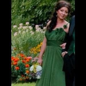 Long green bridesmaid dress