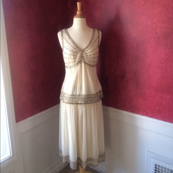 Adrianna Papell ivory Sequined Blouse and Skirt.