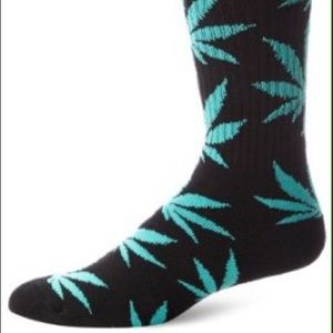 HUF Marijuana Weed Leaf Socks Black Teal Blue