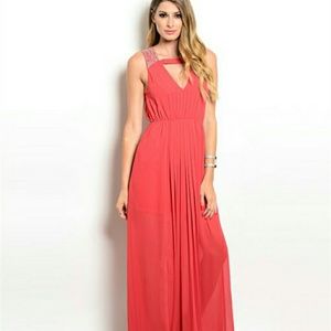 Coral v-neck Maxi