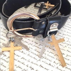 Black Leather Cross Belt