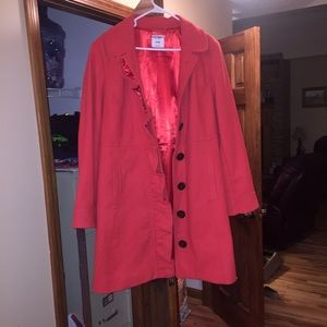 Orange Knee Length Pea Coat