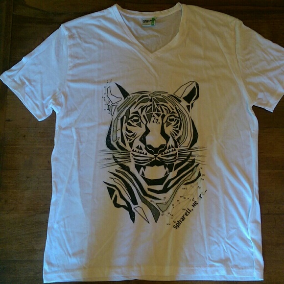 NWT TIGER DOT TO DOT DRAWING WHITE T-SHIRT XL