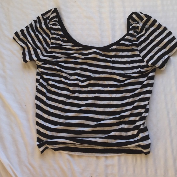 Black and white striped crop top