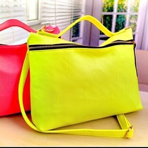 SOLD!!!!!!       NEON YELLOW MESSENGER CLUTCH