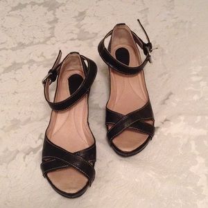 Black ankle strap sandals. Never worn.