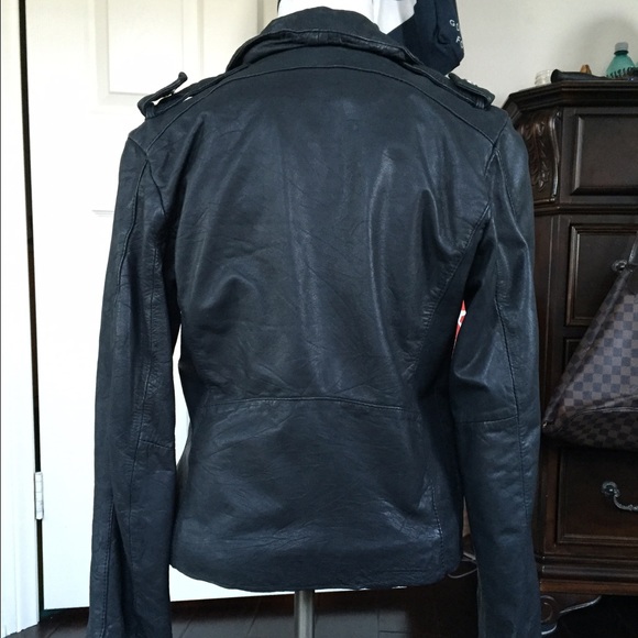 Doma black leather moto jacket S/M - Picture 3 of 3
