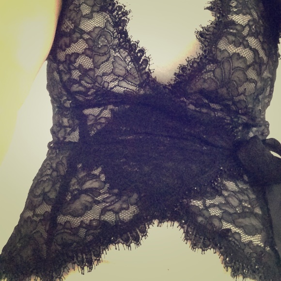 Vintage Rebecca Taylor black lace wrap top