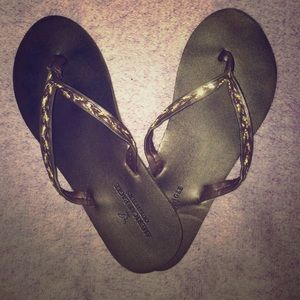 Brown w. gold American eagle sandals / size 7 /$15