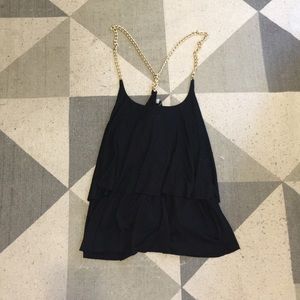 Black Tank with Gold Chain