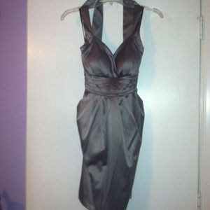 Silver halter homecoming dress
