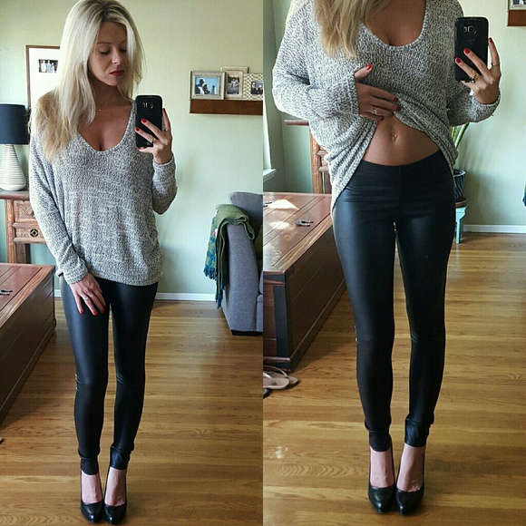 RESERVED Faux Leather Skinnys - Picture 3 of 4