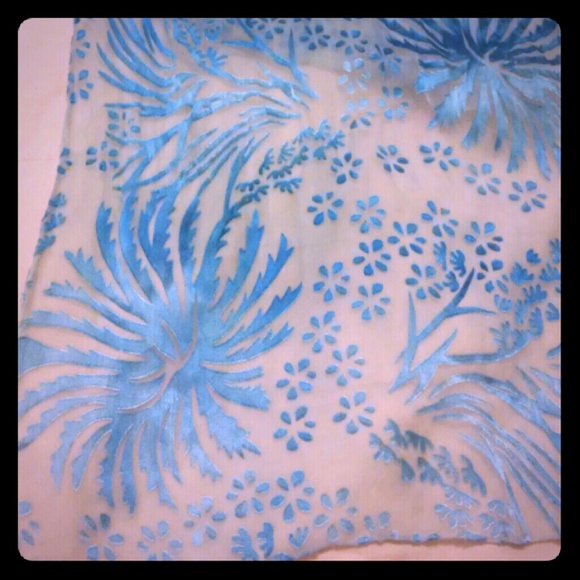 A light powder blue Bohemian handmade sheer scarf