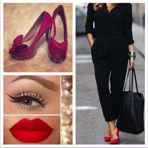 Sexy red Peep toe pumps 👠