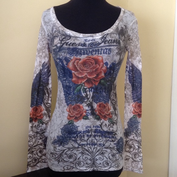 Guess Sheer Graphic Long Sleeve
