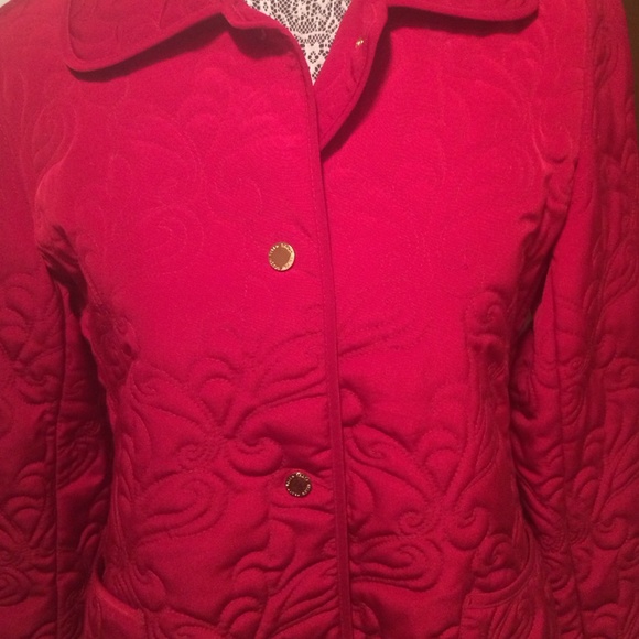 Ellen Tracy Red Quilted Coat SzPM - Picture 2 of 4