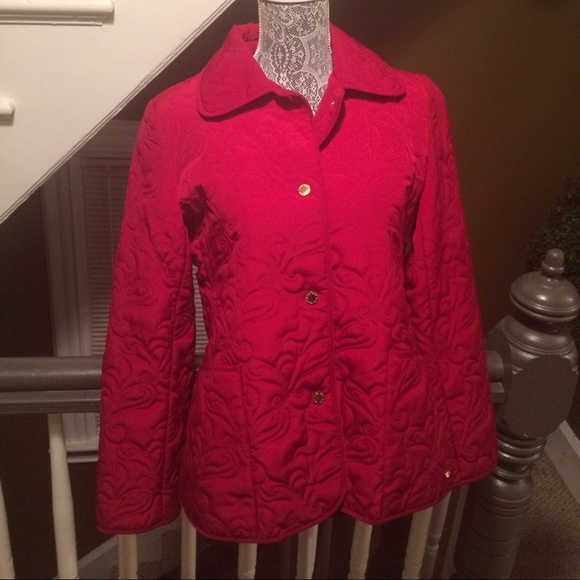 Ellen Tracy Red Quilted Coat SzPM - Picture 4 of 4