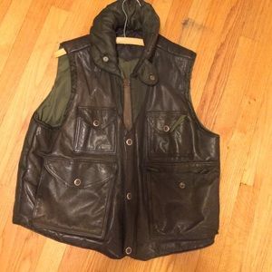 Army green leather vest
