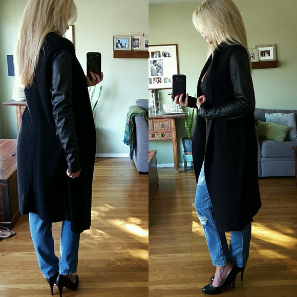 RESERVED Black Ribbed Open Sweater - Picture 2 of 4