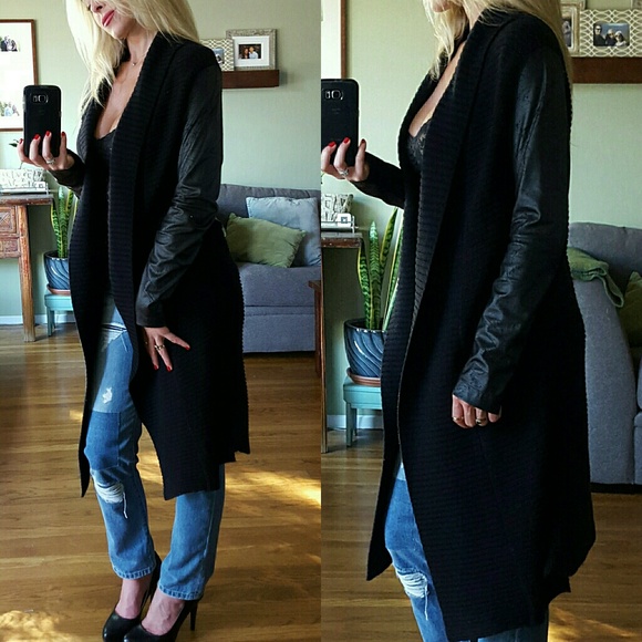 RESERVED Black Ribbed Open Sweater - Picture 4 of 4