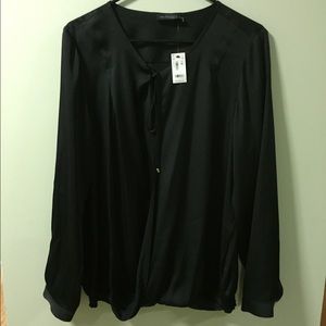 The Limited Long Sleeve Faux Wrap Blouse