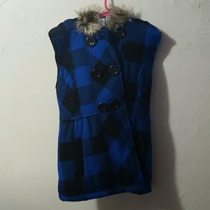 Plaid blue and black vest