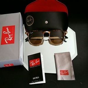 45mm ray-ban clubmaster animal print sunglasses