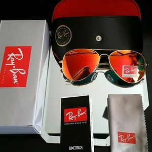 58mm ray-ban aviator silver frame orange lens