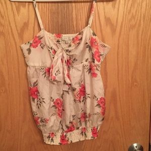 Pink and white floral tank