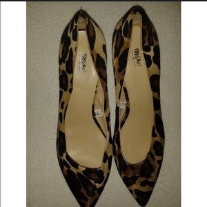 Womens Mossiro Leopard Mini High Heel Shoes Sz 10