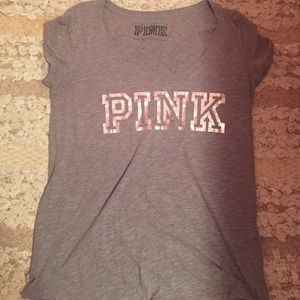 Victoria Secret Grey T-shirt with Pink logo