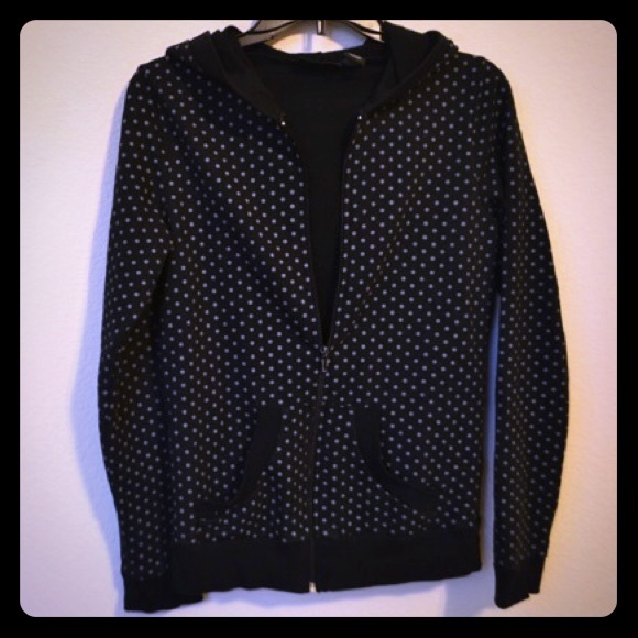 Black and Grey Polkadot Zip Jacket