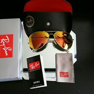 58mm ray-ban aviator gold frame orange green lens