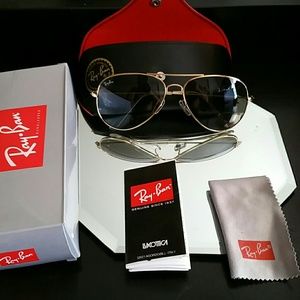 58mm ray-ban aviator gold frame black lens